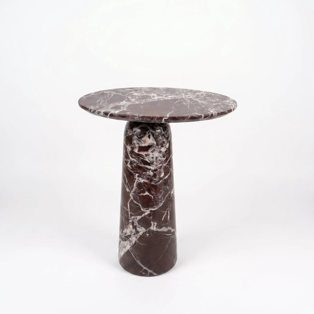 Rosso Levanto Marble Designer Side Table - Polished D12xL17xH20 Inches