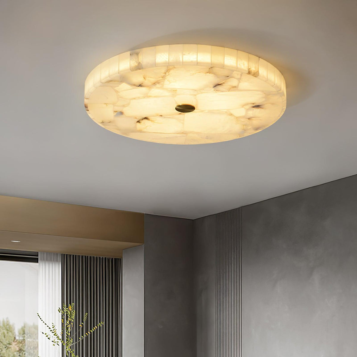 Round Mosaic Alabaster Ceiling Lamp