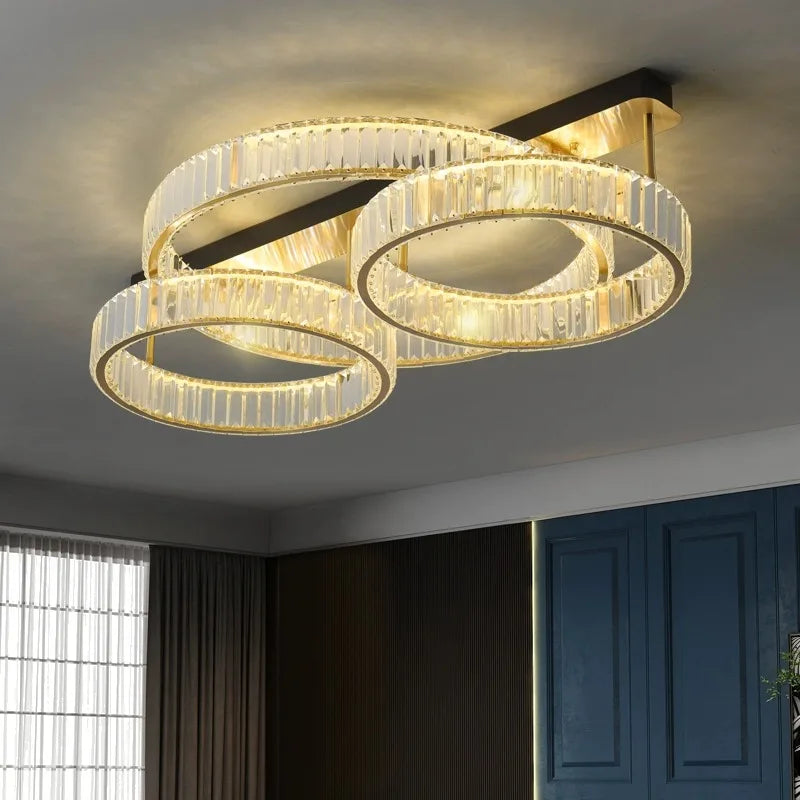 ™ Gold Crystal Copper Ceiling Lamps LED Modern Home Room Decor Lighting