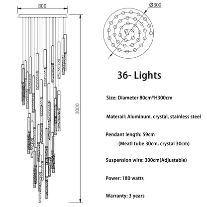 DecorBites™ Crystal LED Chandelier for Staircase & Living Room