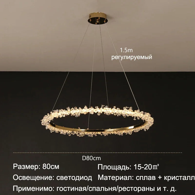 ™ Golden Crystal LED Round Chandelier for Luxury Indoor Lighting