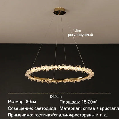 ™ Golden Crystal LED Round Chandelier for Luxury Indoor Lighting