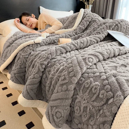 DecorBites™ Carved Velvet Warmth Blanket - Soft Fluffy Sofa Bed Cover