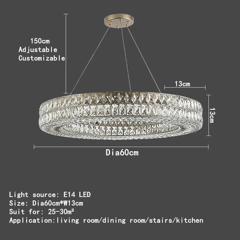 DecorBites™ Crystal Circle Pendant Chandelier - Luxury Lighting for Interior Decoration