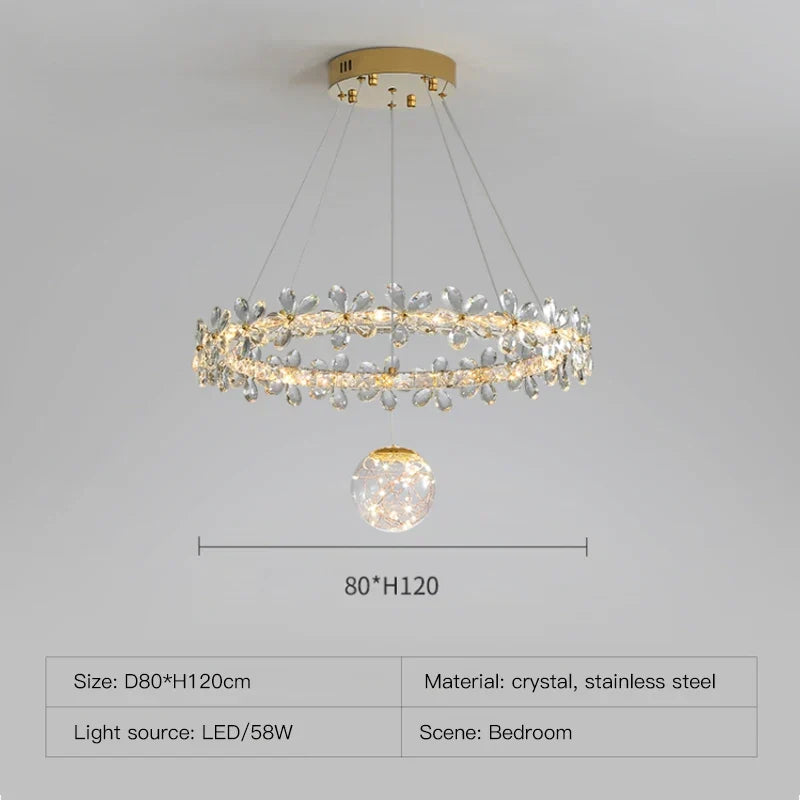 DecorBites™ Gold Crystal Spiral Chandelier LED Pendant Lights for Home Decoration