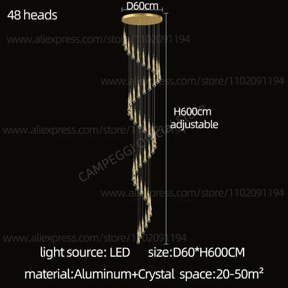 DecorBites™ Crystal LED Pendant Chandelier for Modern Luxury Living Room