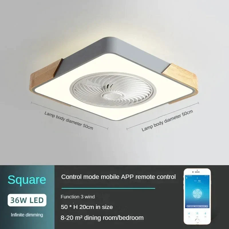 DecorBites™ Low Profile Wood Ceiling Fan Light with Remote Control LED Indoor Air Circulator