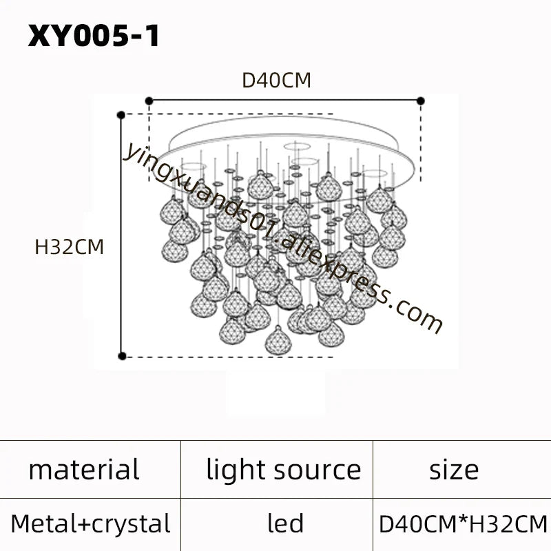 DecorBites™ Crystal Chandelier: Modern Luxury LED Ceiling Lamp for Living Room and Bedroom