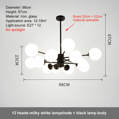 DecorBites™ Glass Ball LED Chandelier for Bedroom and Dining Room