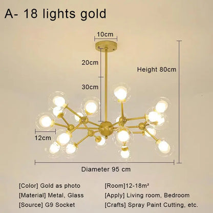 DecorBites™ Glass Ball Pendant Chandelier for Living Room Bedroom Dining Room