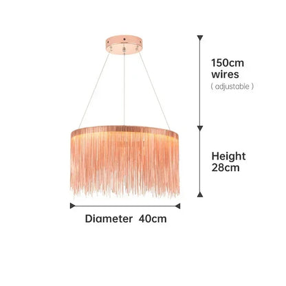 DecorBites™ LED Aluminum Tassel Chandelier: Modern Dimmable Light for Living Room, Hotel, Hall