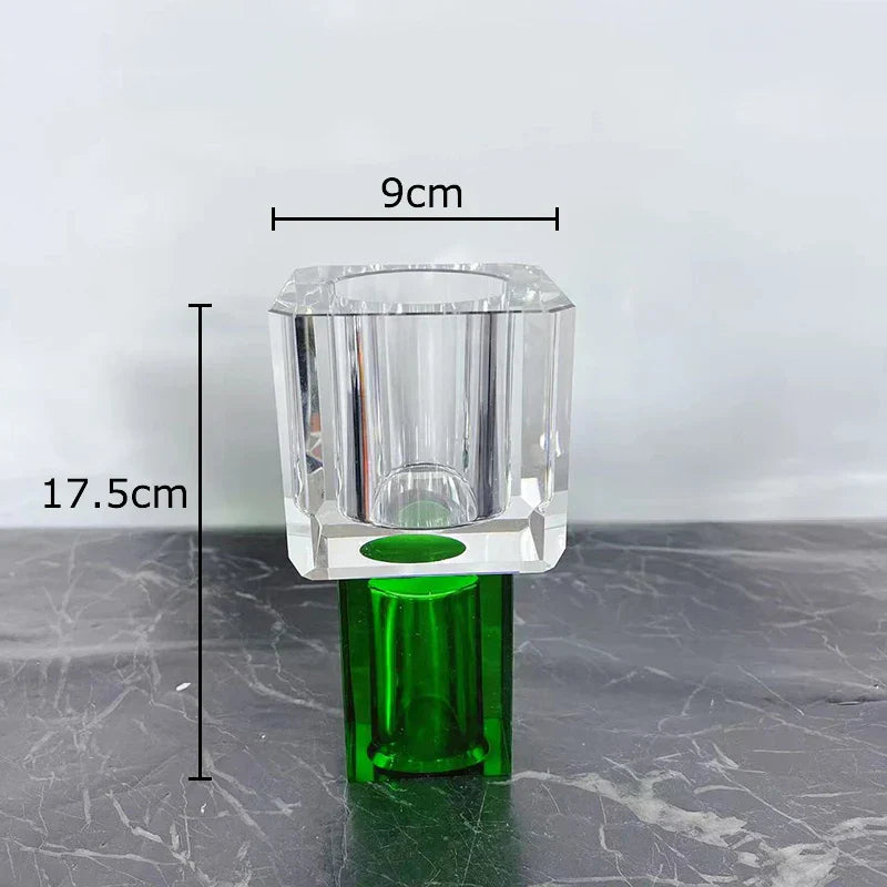 DecorBites™ Crystal Glass Vase with Artificial Flowers, Modern Home Decor