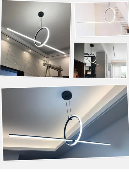 DecorBites™ Black LED Ceiling Chandelier with Remote Control for Modern Minimalist Home Decor