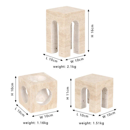 DecorBites™ Hand-Carved Travertine Coffee Table Cabinet for Home Decor
