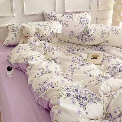 DecorBites™ Cartoon Heart Plant Floral Print 3Pcs Set (Duvet Cover + Pillowcases)