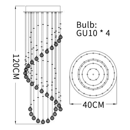 DecorBites™ Crystal Chandelier: Modern LED Staircase Light for Living Room and Lobby