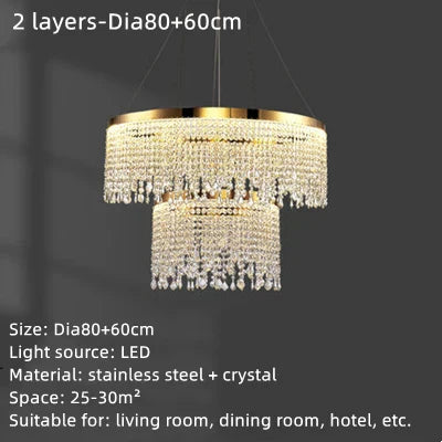 DecorBites™ Crystal Water Curtain Pendant Chandelier - Luxury LED Lighting for Home, Hotel, and More
