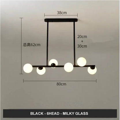 DecorBites™ Glass Balls Chandelier: Stylish Suspension Lighting for Dining Room, Kitchen, and Office