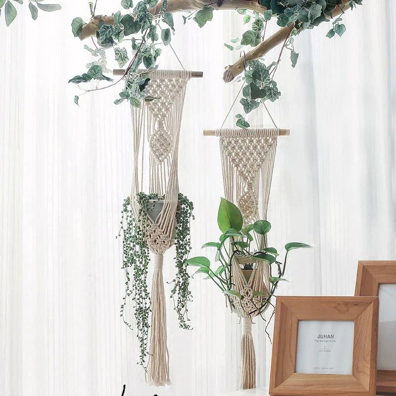 DecorBites™ Boho Macrame Plant Hanger Basket Wall Art Hanging Home Decor