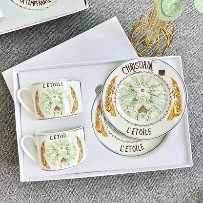 DecorBites™ Bone China Coffee and Tea Cup Set with Saucer, Teaware, Dessert Dish