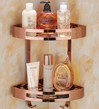 DecorBites™ Gold Stainless Steel Bathroom Corner Shelf - Shower, Shampoo Holder Basket