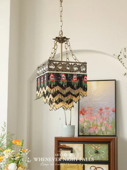 DecorBites™ Black Rose Tassel Pendant Lights, Classic Retro Lustres for Living Room