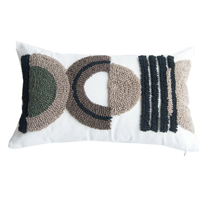 ™ Half-circle Tufted Cotton Canvas Embroidery Throw Pillow Cover - Modern & Stylish