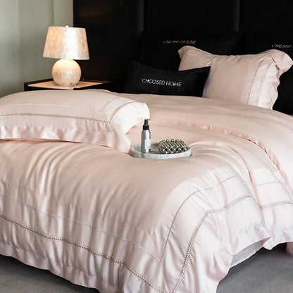 DecorBites™ Light Champagne Luxury Embroidery Bedding Set with 1000TC Egyptian Cotton - 4Pcs
