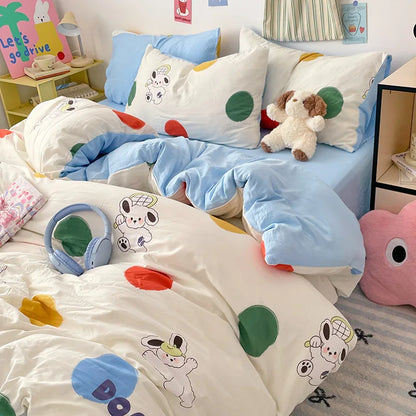 DecorBites™ Cartoon Pattern Cotton Bed Sets Quilt Cover Sheet Pillowcase Bedclothes