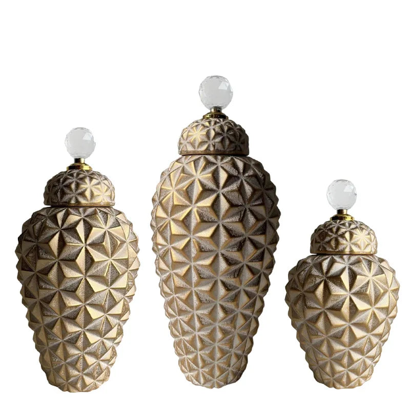 DecorBites™ Geometric Diamond Ceramic Vase: Stylish Flower Arrangement Décor Jar