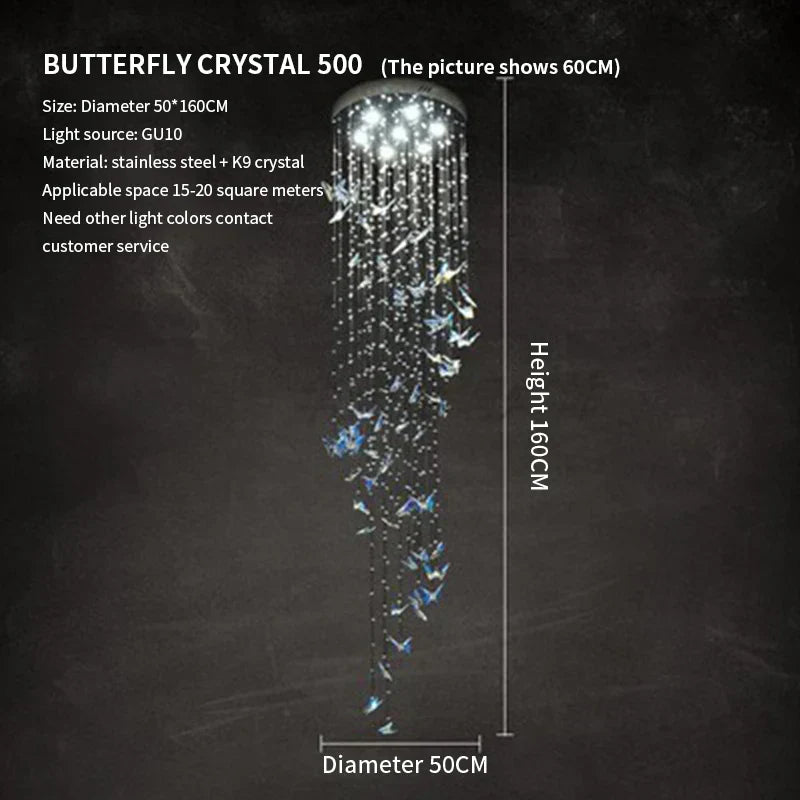 DecorBites™ Crystal Butterfly Rotating Chandelier for Modern Light Luxury Villas