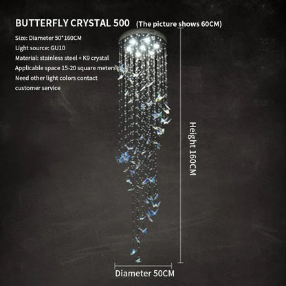 DecorBites™ Crystal Butterfly Rotating Chandelier for Modern Light Luxury Villas