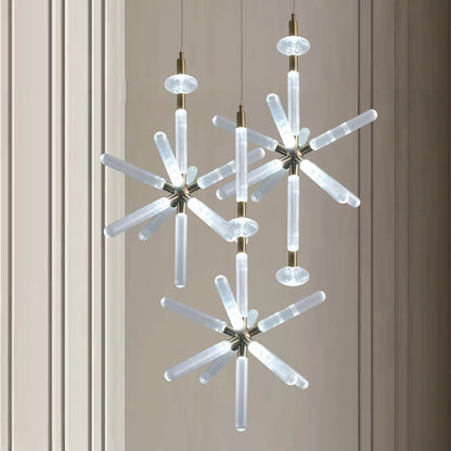 DecorBites™ Glass Tubes LED Chandelier: Modern Luxury for Living Room, Bedroom, Hotel & Aisle