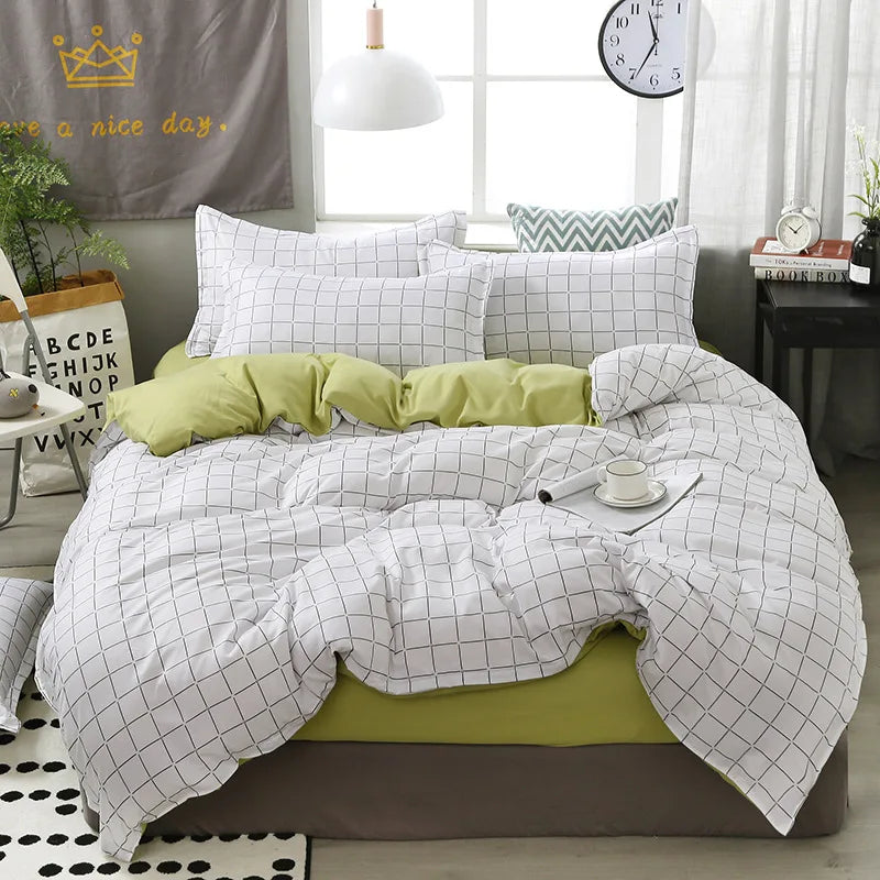 DecorBites™ Cartoon Lattice Floral Geometric Pattern Bedding Set