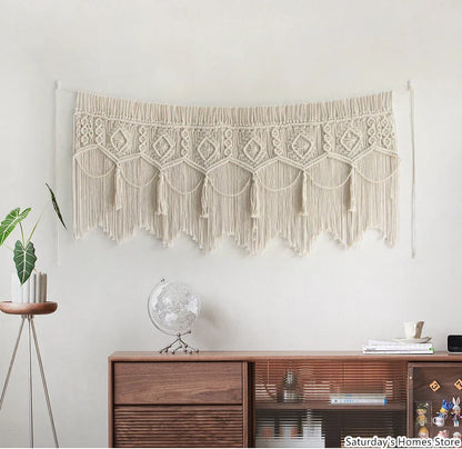 DecorBites™ Boho Macrame Door Curtain Handmade Cotton Rope Wall Hanging Tapestry Boujee Decor
