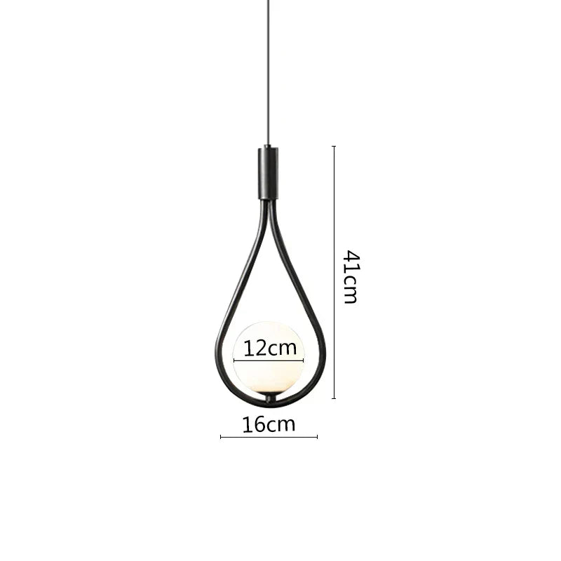 DecorBites™ Black Metal Ring Pendant Lights Glass Ball LED Lighting Fixture
