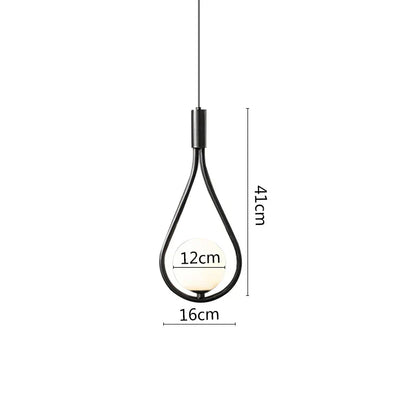 DecorBites™ Black Metal Ring Pendant Lights Glass Ball LED Lighting Fixture