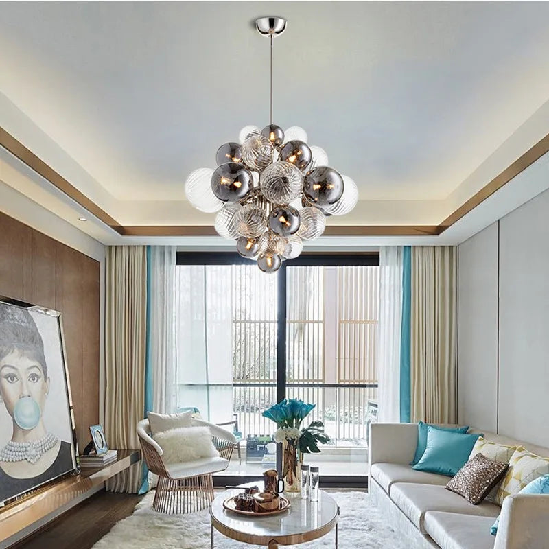 DecorBites™ Glass Ball Ceiling Chandelier for Living Room Dining Bedroom - Nordic Air Bubble Pendant Light