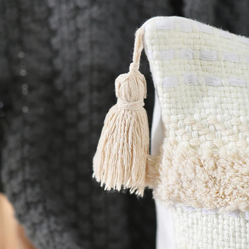 DecorBites™ Boho Geometric Tufted Tassel Cushion Cover 30x50/45x45cm