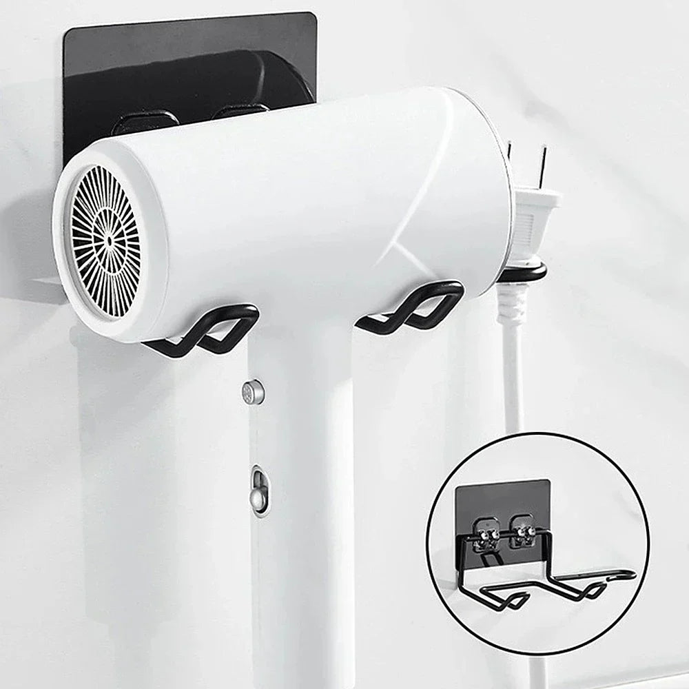 DecorBites™ Hair Care Organizer: Wall-Mounted Storage Shelf for Hair Dryer & Straightener
