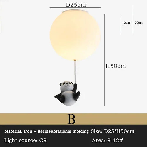 DecorBites™ Kids Bear LED Ceiling Chandelier, Cute Bedroom Pendant Light for Boys and Girls