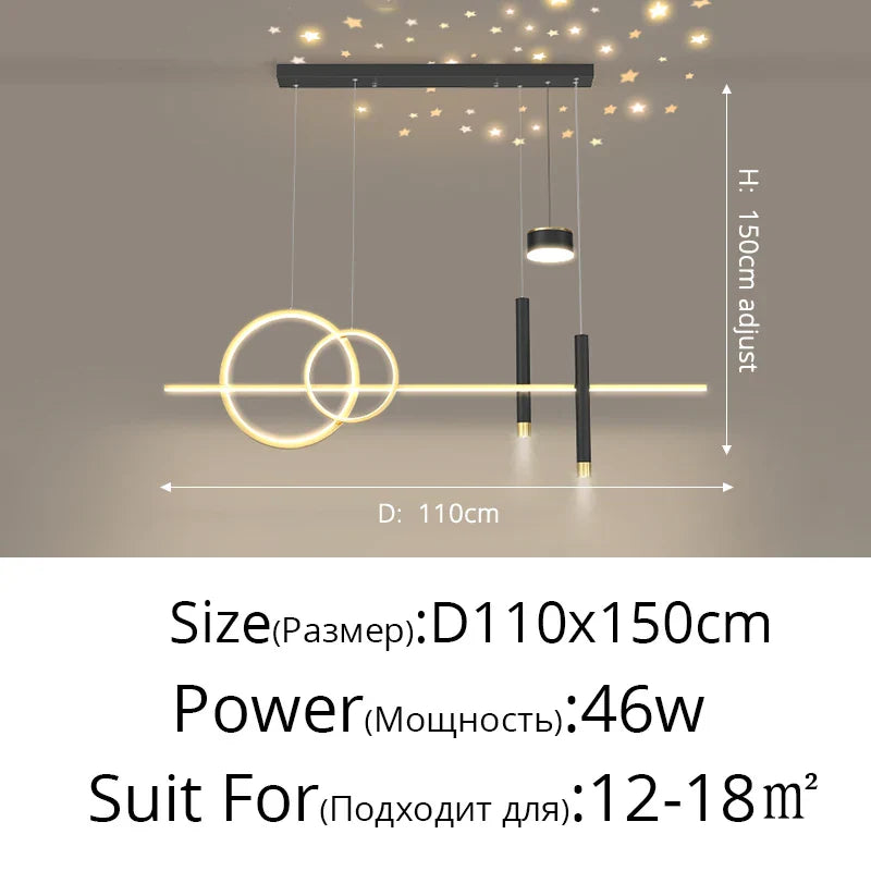 DecorBites™ Black Nordic Style LED Pendant Lights for Living Room Dining Room Lighting