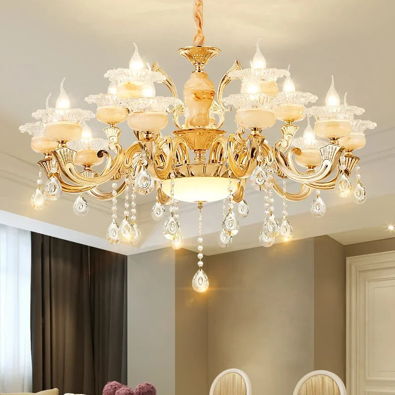 DecorBites™ 6-Light LED Dolomite Chandelier for Foyer, Living Room, Kitchen - Modern Ceiling Lighting