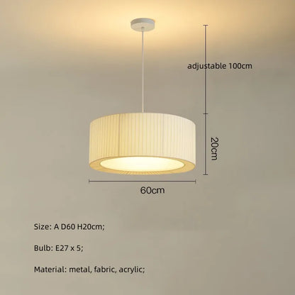 DecorBites™ Creamy Style E27 Chandelier Bedroom Pendant Lights: Minimalist White Fabric LED Lamps