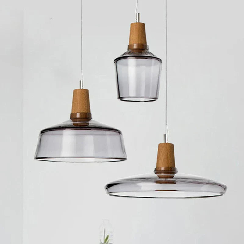 DecorBites™ Glass and Wood Pendant Light for Modern American Retro Dining Loft Decor