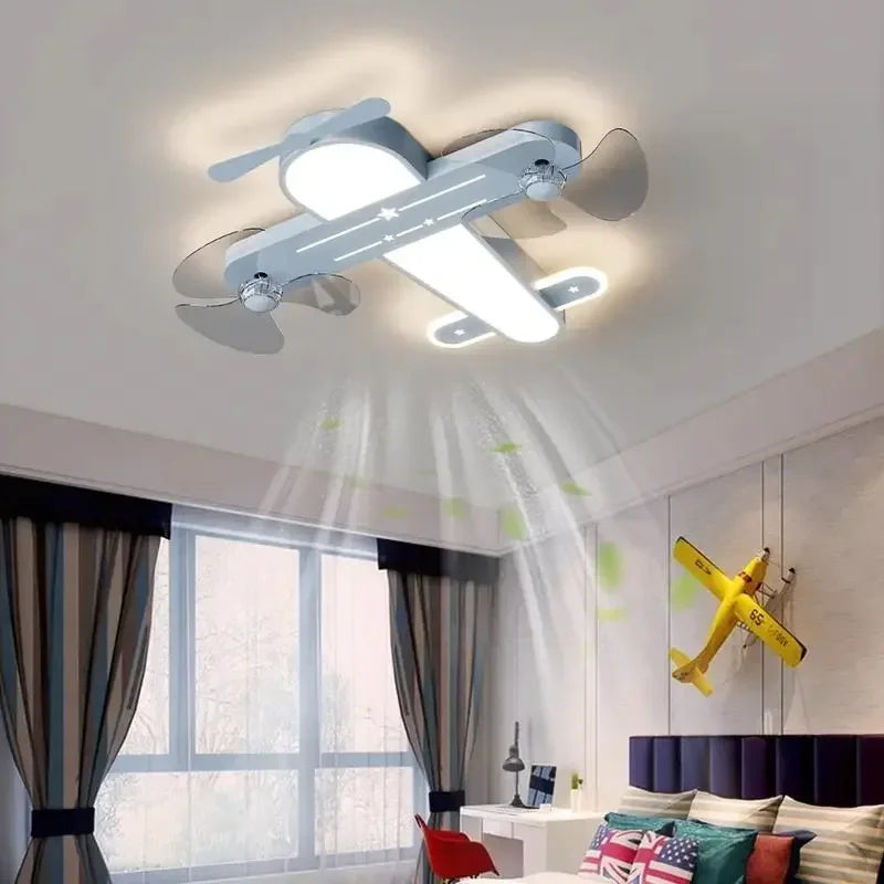 DecorBites™ Kids Room Airplane Ceiling Fan Light Fixture