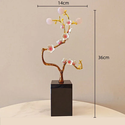 DecorBites™ Golden Tree Crystal Ball Statue Metal Decor Figurine