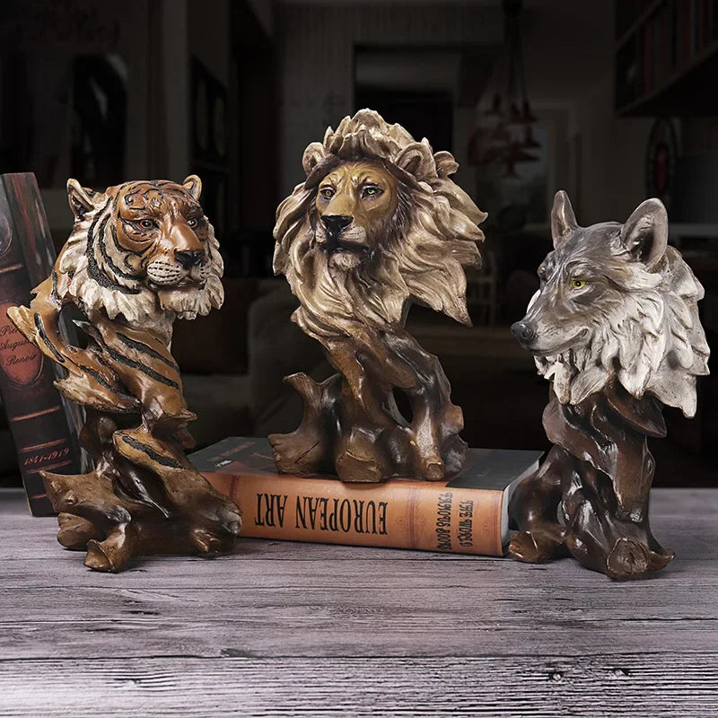 DecorBites™ Animal Statue Collection: Eagle Wolf Lion Tiger Horse Desktop Artwork Decoration & Gift