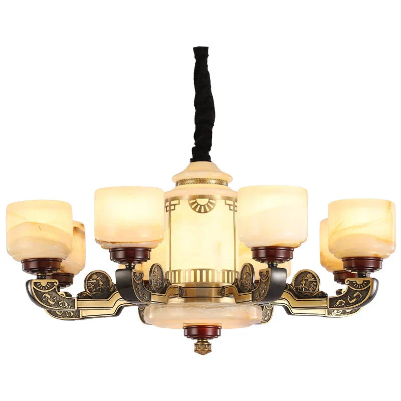 DecorBites™ All Copper Jade Chandelier | Chinese Style Living Room Dining Room Lighting