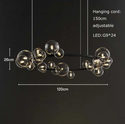 DecorBites™ Black Postmodern Bubble Glass Chandelier with Multi Clear Balls